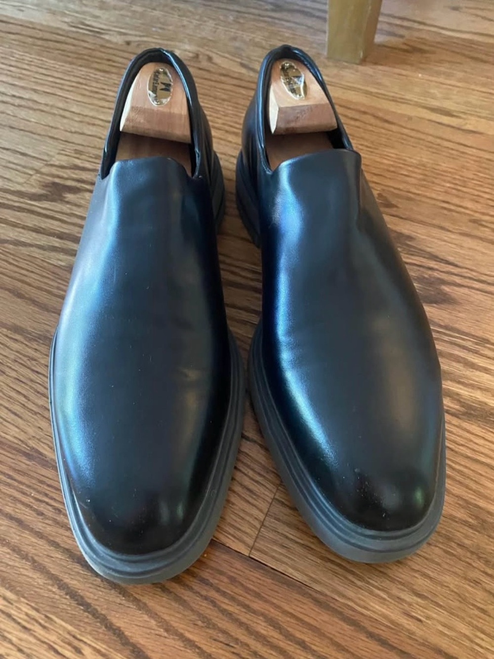 Donald J. Pliner Black Leather Slip-On Loafers